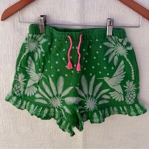 Mini Boden Juniper Woven Frill Green Hummingbird Shorts